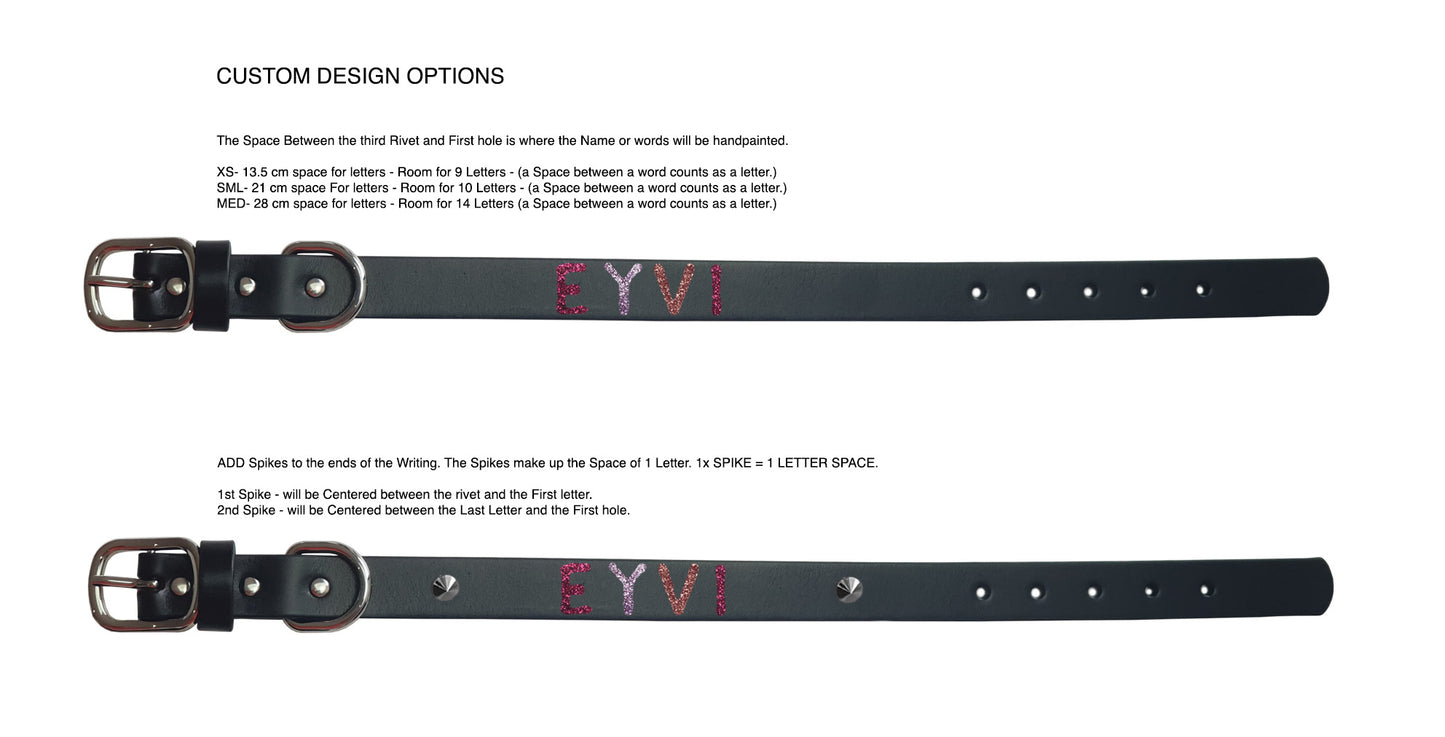 CUSTOM Glitter Collar - Name / Emoji - Add spikes option.