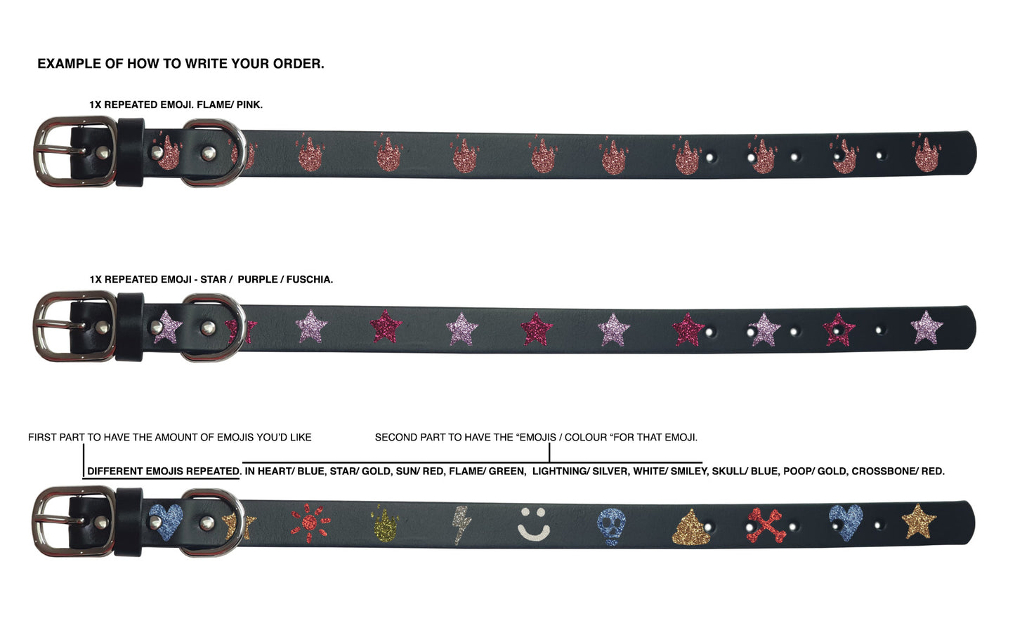 CUSTOM EMOJI Glitter Collar- Emoji only