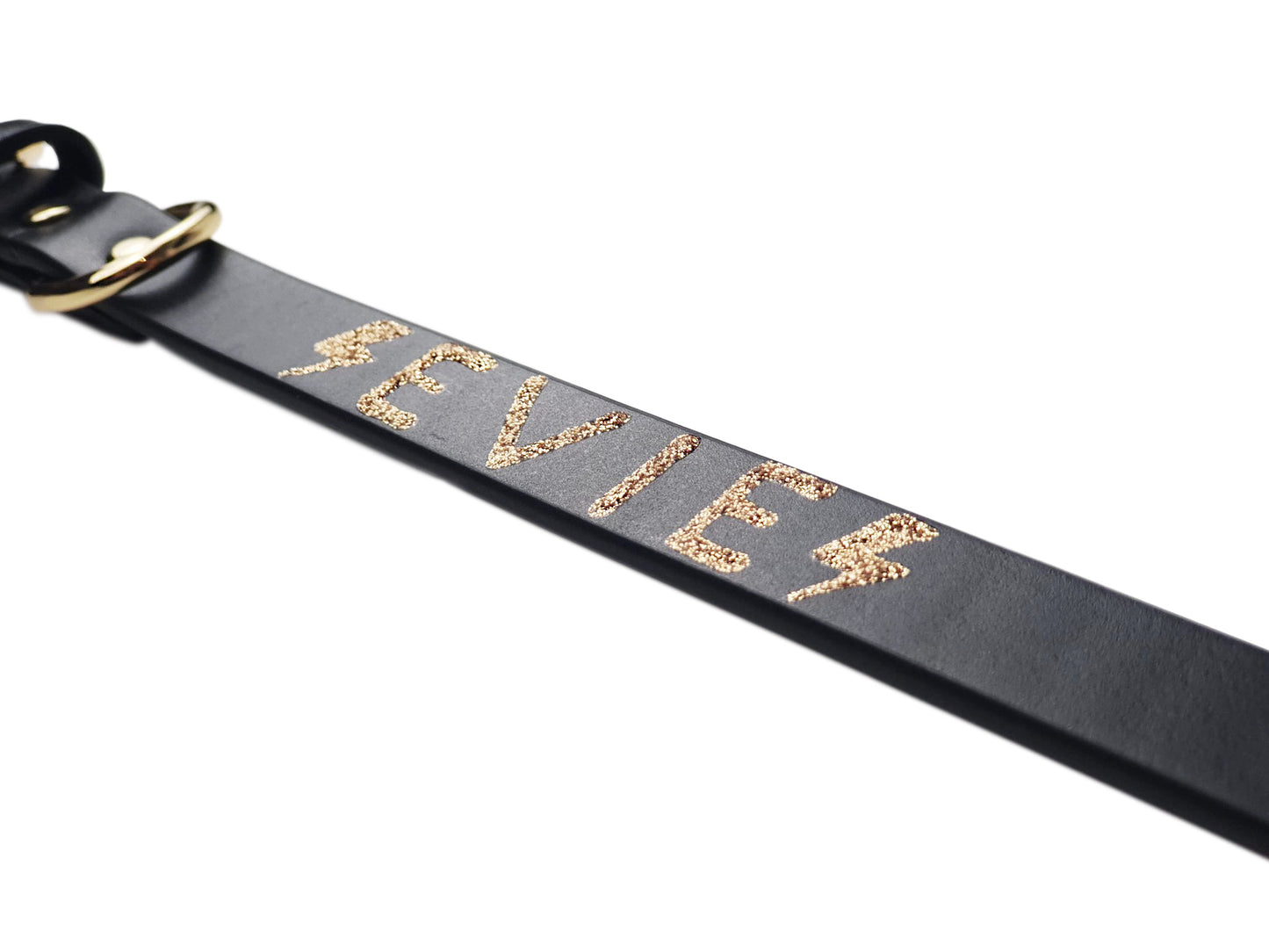 CUSTOM Glitter Collar - Name / Emoji - Add spikes option.