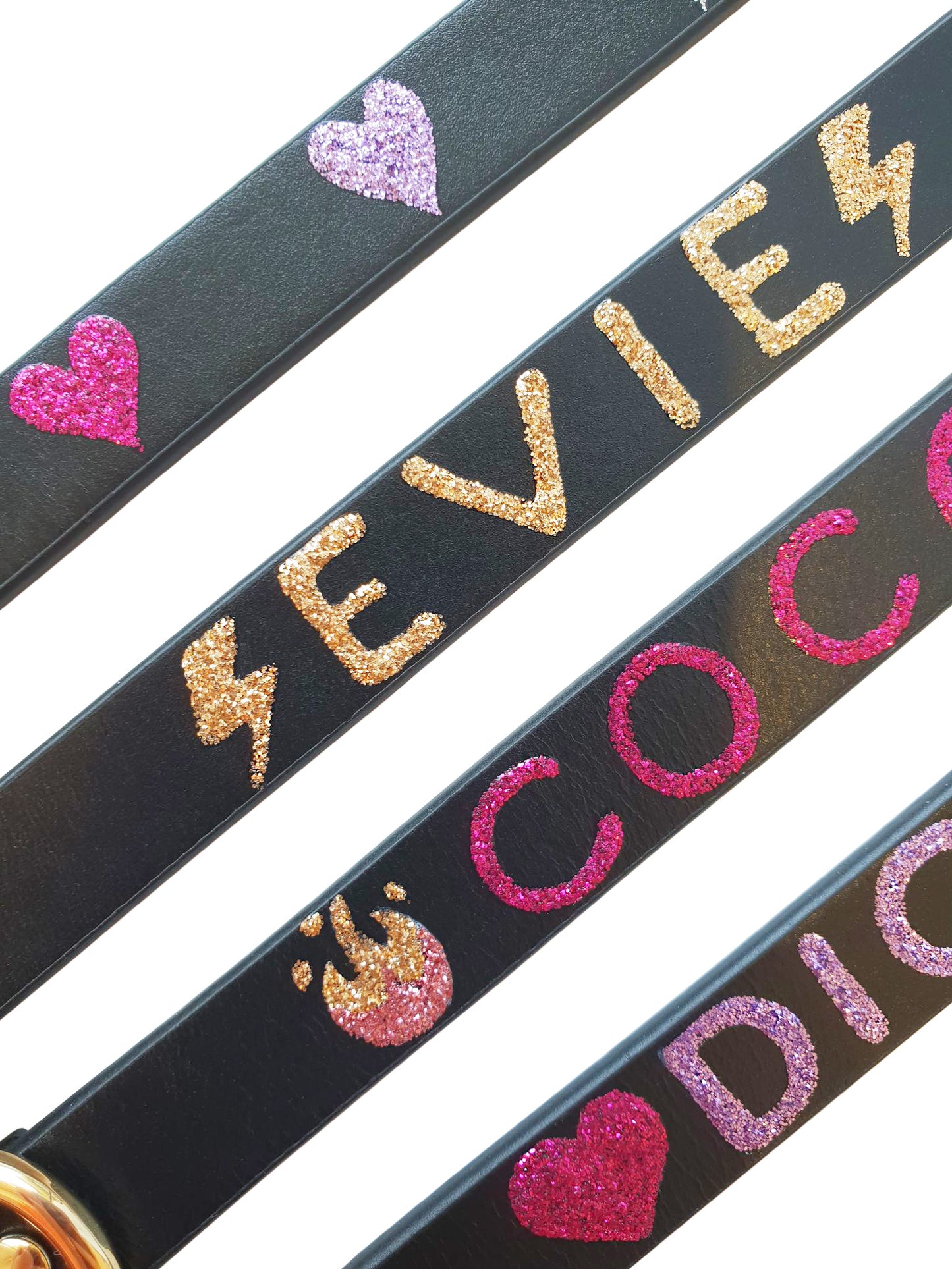 CUSTOM Glitter Collar - Name / Emoji - Add spikes option.