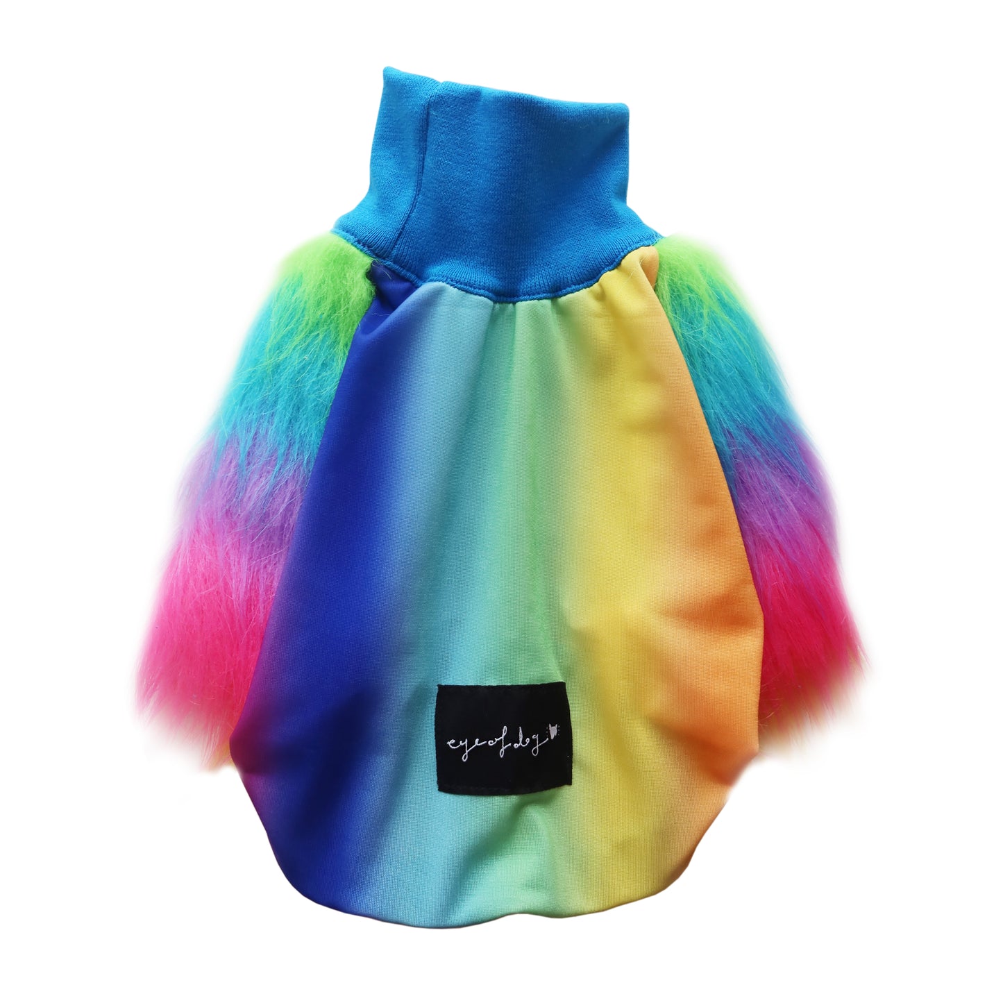 Rainbow party Faux fur dog top - XXXXS-XS left