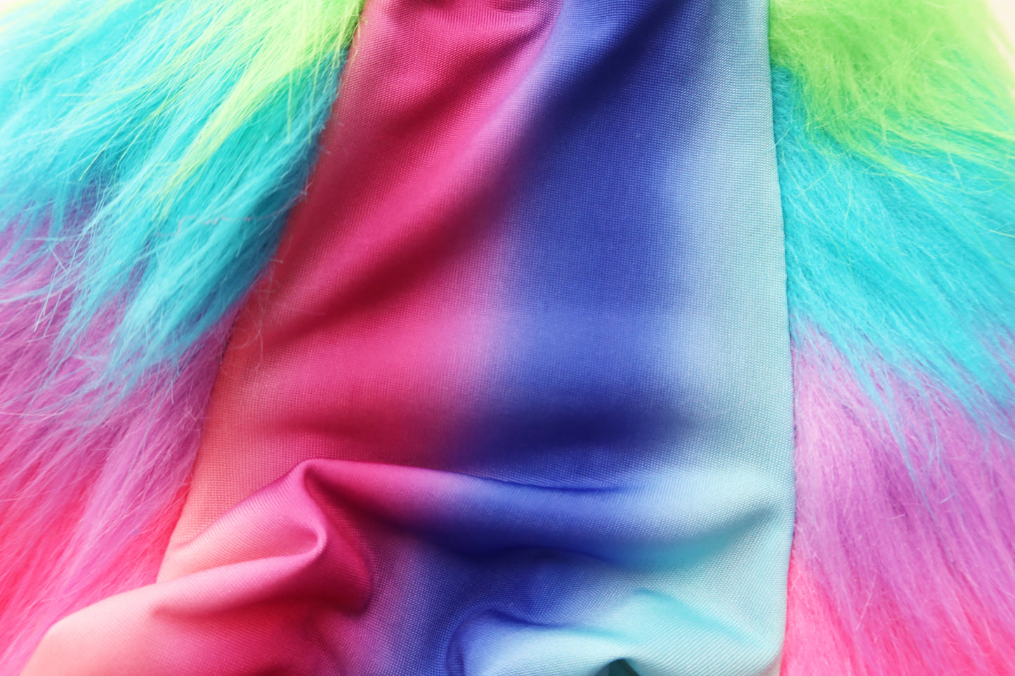 Rainbow party Faux fur dog top - XXXXS-XS left