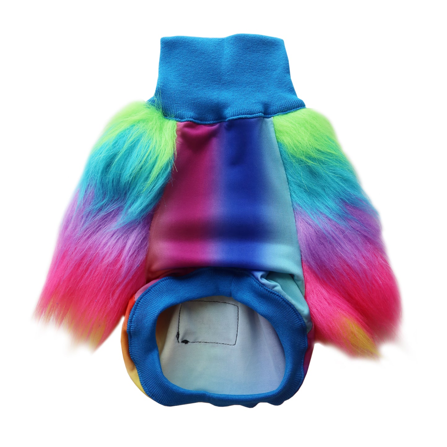 Rainbow party Faux fur dog top - XXXXS-XS left