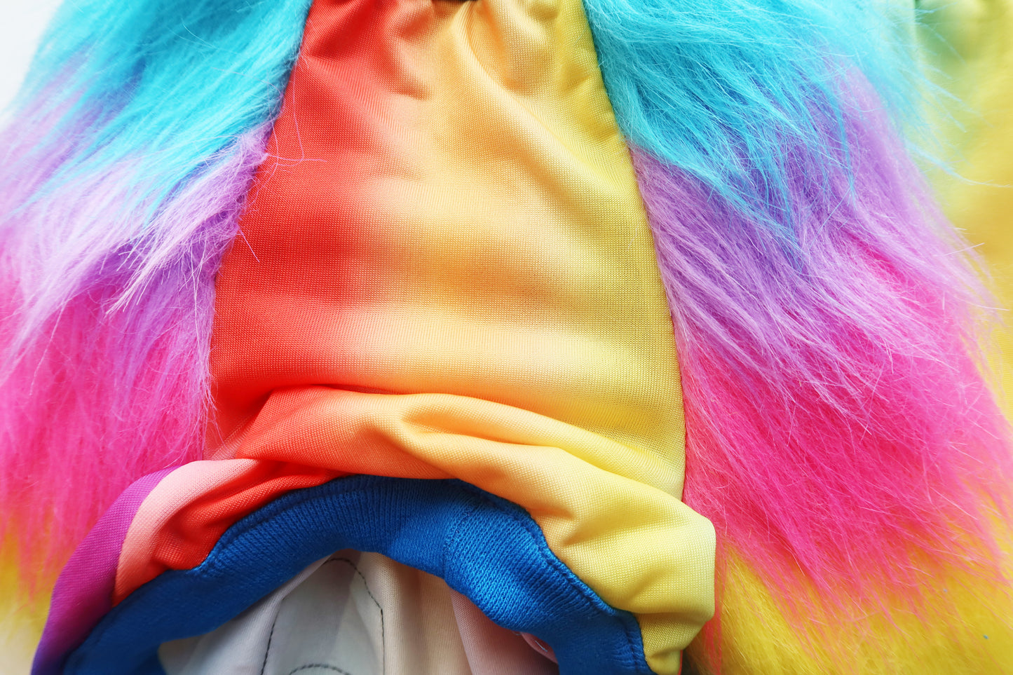 Rainbow party Faux fur dog top - XXXXS-XS left