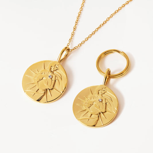 you found me. x matching pendant set for you & your dog. 18k Yellow Gold plated & Stainless steel.